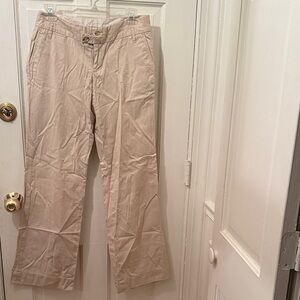 Banana Republic flared light stone khakis, 100% cotton, size 4, 31” inseam.